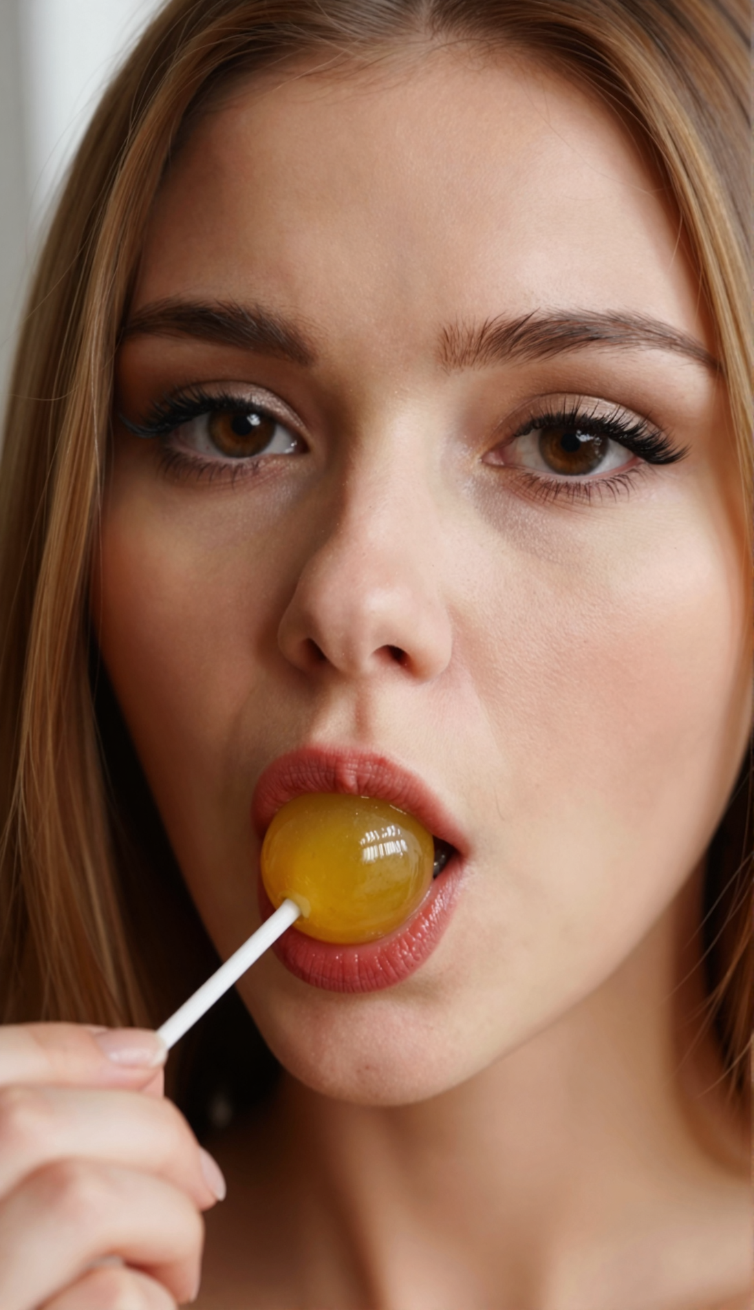 Licking a lollypop